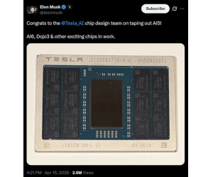 Teslak AI5 Chip Tape Out-a osatu du, TSMC eta Samsungek fabrikatua